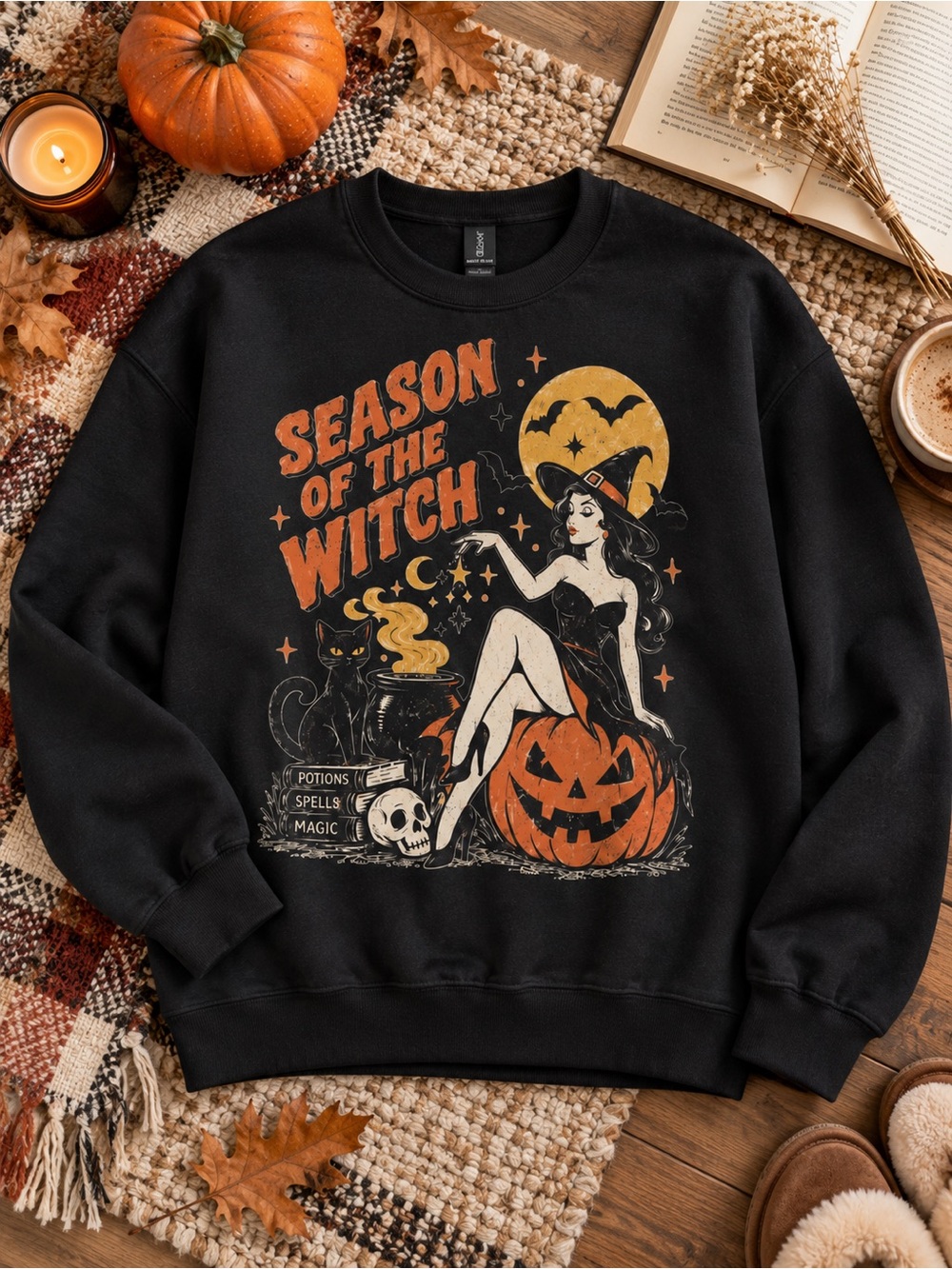 Season of the Witch Halloween Graphic Sweatshirt Spooky Season
